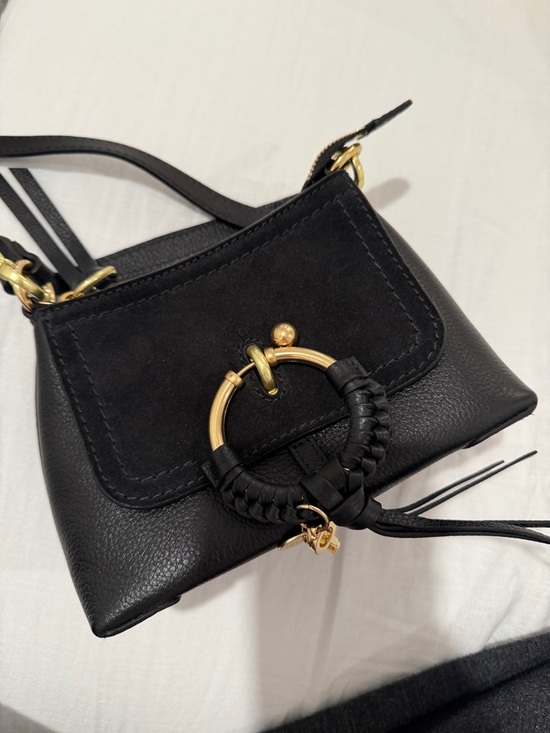 See By Chloe Handbags - See By Chloé Black Suede & Leather Mini Ring-Accent Crossbody